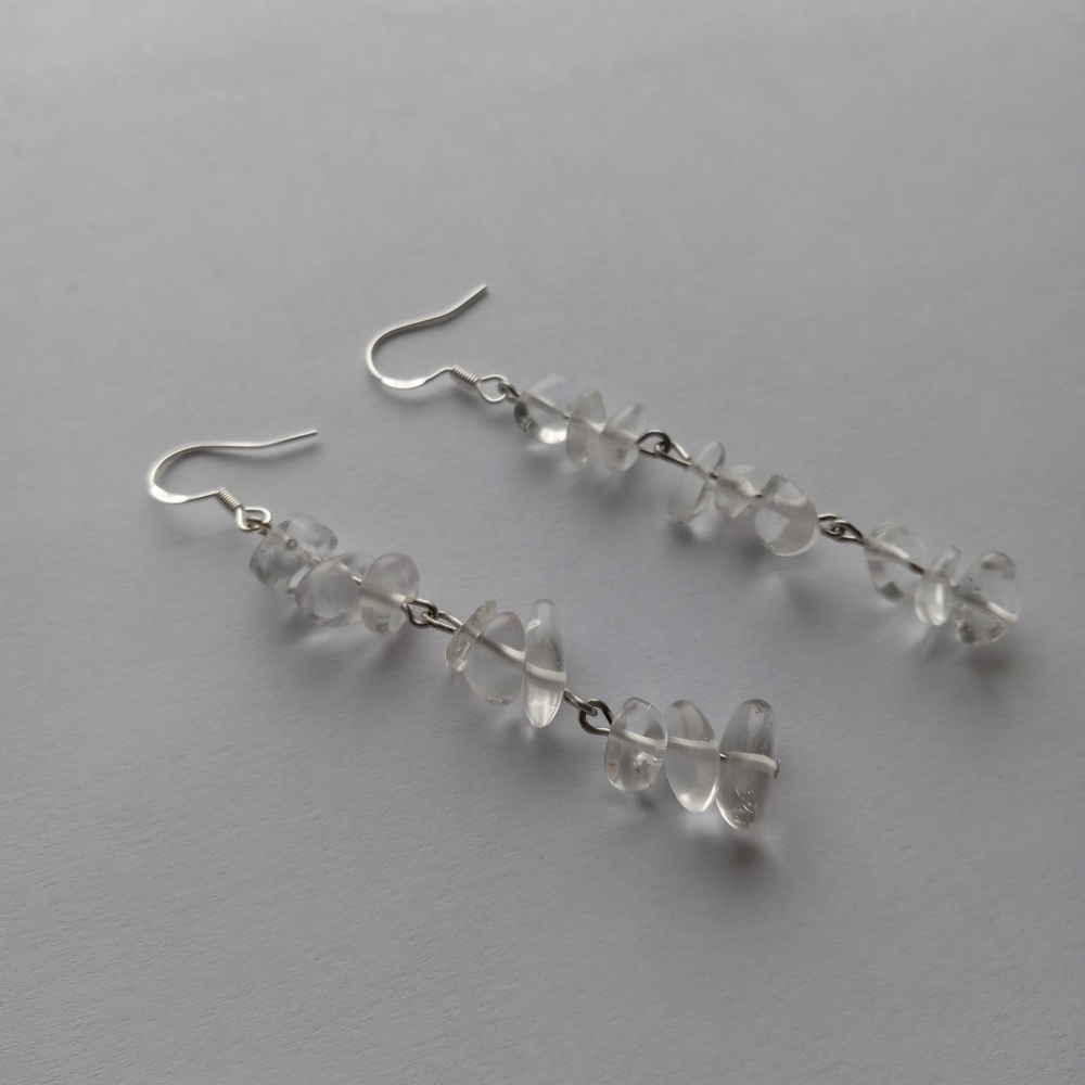 Clear quartz stone chip earrings boho bohemian western westerncore bohochic
